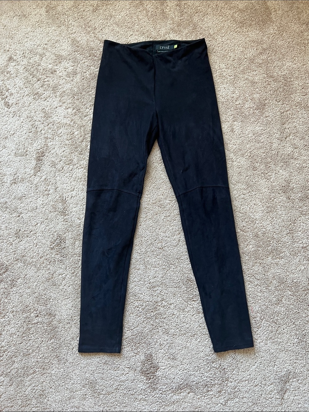 Lysse Black Faux Suede High-Rise Leggings